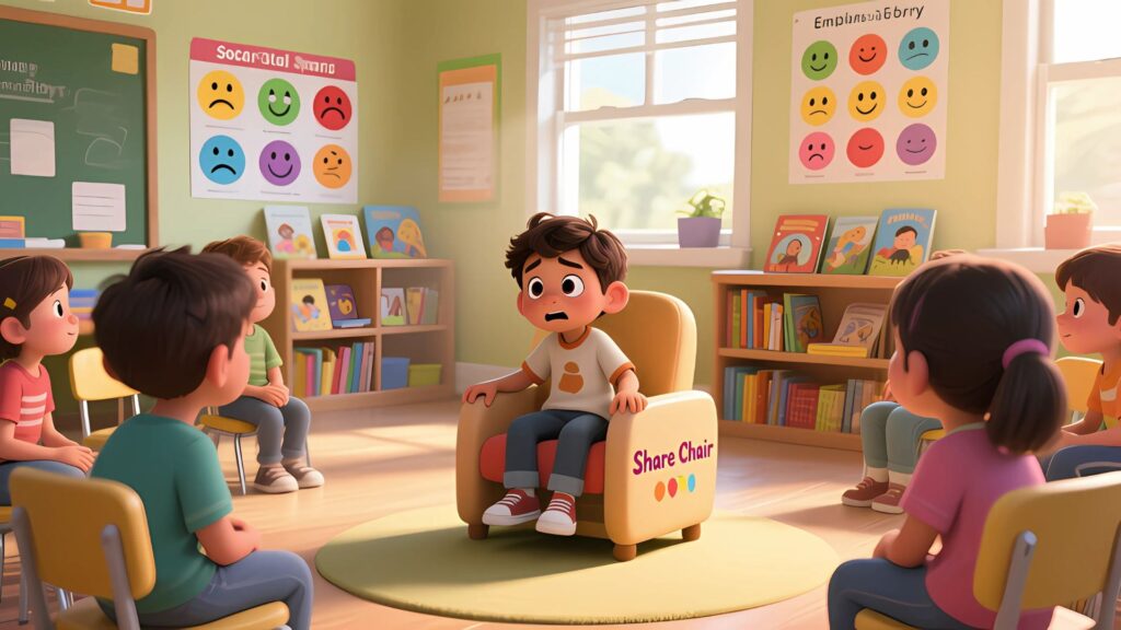 7 Social Stories for Kids About Emotions 9 Omar and the Share Chair