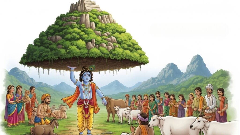 Govardhan Puja Story for Kids in English 3 Krishna and the Mighty Hill