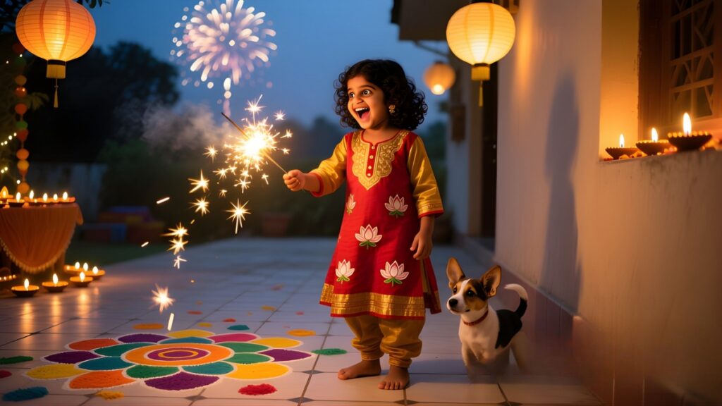 Short Funny Diwali Stories 8 Riya and the Sparkler Surprise