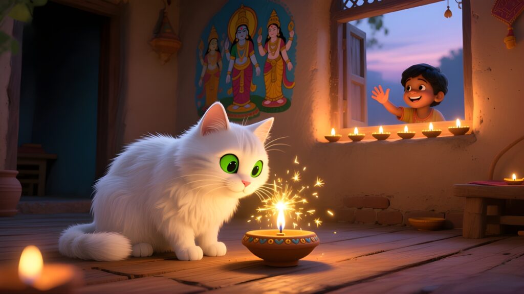 Short Diwali Stories for Kindergarten 7 The Cat Who Loved Diyas 2
