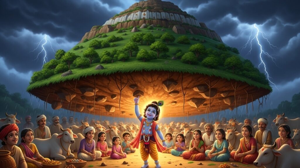 Govardhan Puja Story for Kids in English 9 The Night the Hill Slept