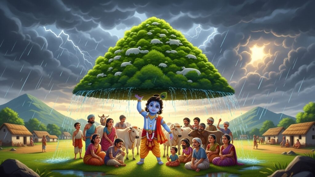 Govardhan Puja Story for Kids in English 5 The Rain That Would Not Stop