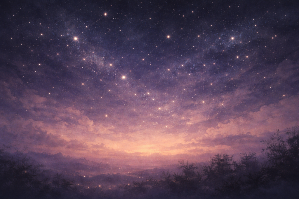 Fading stars symbolizing fear and memory in a poetic night sky story