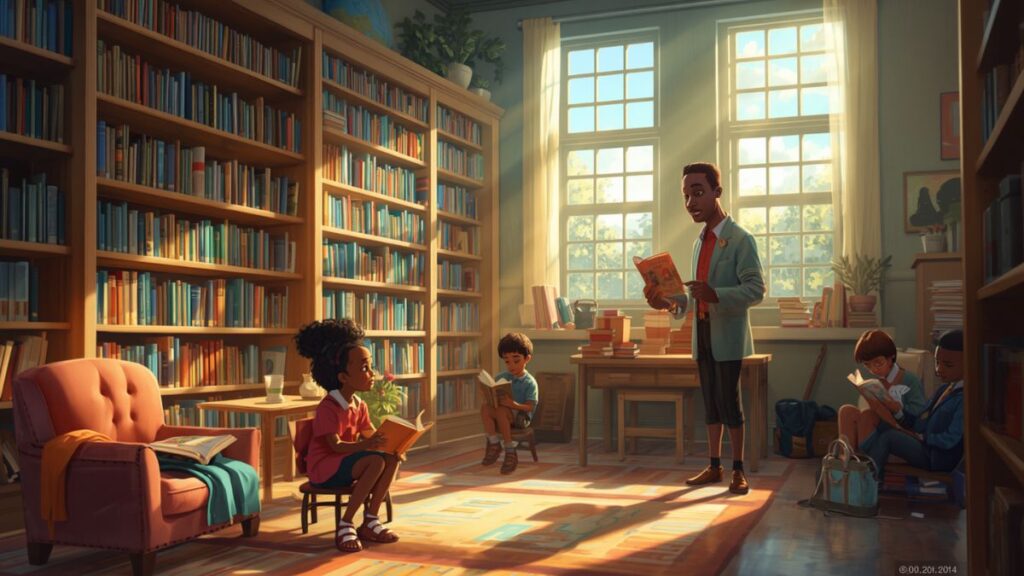 Sophia's First Day in the School Library