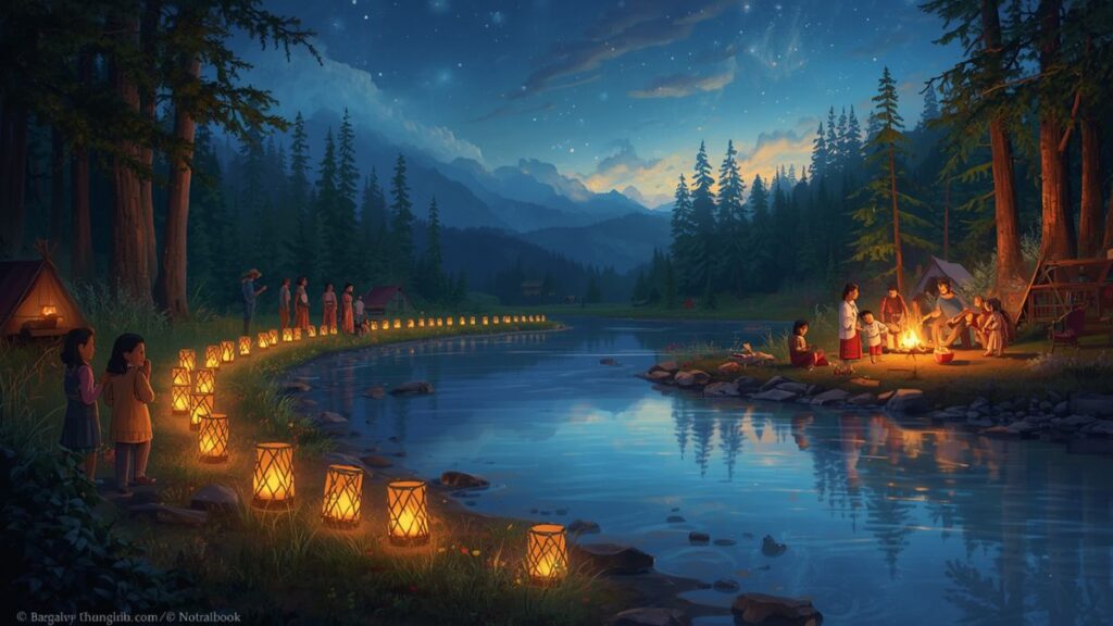The Lanterns Beside the River