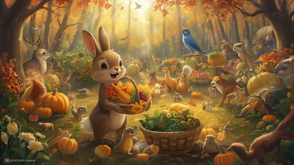 The Rabbit Who Shared the First Harvest