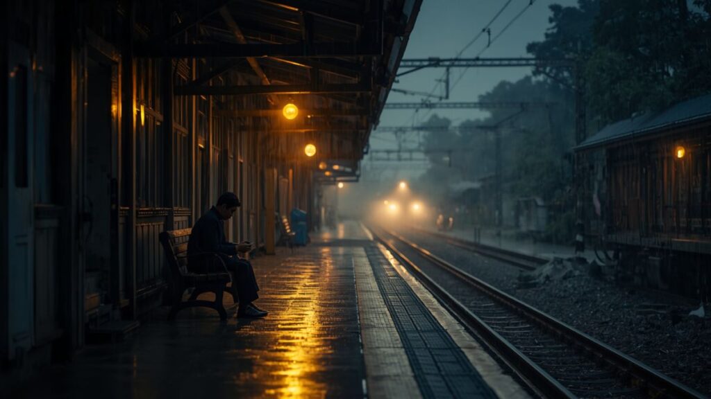 The Rainy Station Bench